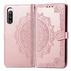 Leather Case Stands Fashionable Pattern Flip Cover Holder for Sony Xperia 10 IV SOG07 Rose Gold