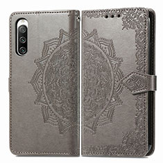 Leather Case Stands Fashionable Pattern Flip Cover Holder for Sony Xperia 10 V Gray