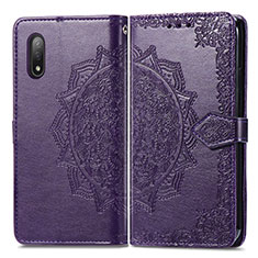 Leather Case Stands Fashionable Pattern Flip Cover Holder for Sony Xperia Ace II SO-41B Purple