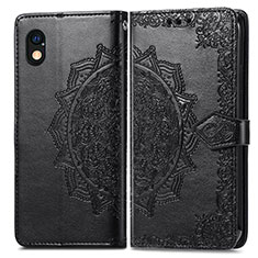 Leather Case Stands Fashionable Pattern Flip Cover Holder for Sony Xperia Ace III SO-53C Black