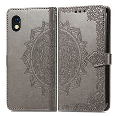 Leather Case Stands Fashionable Pattern Flip Cover Holder for Sony Xperia Ace III SO-53C Gray