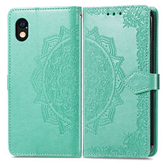 Leather Case Stands Fashionable Pattern Flip Cover Holder for Sony Xperia Ace III SO-53C Green