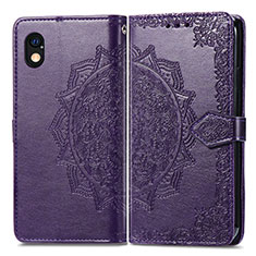 Leather Case Stands Fashionable Pattern Flip Cover Holder for Sony Xperia Ace III SO-53C Purple