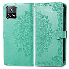 Leather Case Stands Fashionable Pattern Flip Cover Holder for Vivo iQOO U3x 5G Green