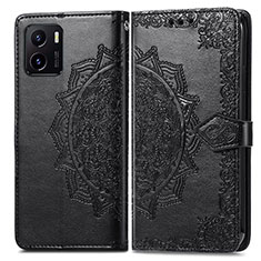 Leather Case Stands Fashionable Pattern Flip Cover Holder for Vivo iQOO U5x Black