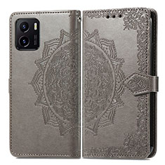 Leather Case Stands Fashionable Pattern Flip Cover Holder for Vivo iQOO U5x Gray