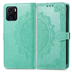 Leather Case Stands Fashionable Pattern Flip Cover Holder for Vivo iQOO U5x Green