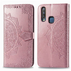 Leather Case Stands Fashionable Pattern Flip Cover Holder for Vivo Y11 Rose Gold