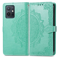 Leather Case Stands Fashionable Pattern Flip Cover Holder for Vivo Y30 5G Green