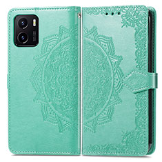 Leather Case Stands Fashionable Pattern Flip Cover Holder for Vivo Y32t Green