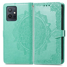 Leather Case Stands Fashionable Pattern Flip Cover Holder for Vivo Y33e 5G Green