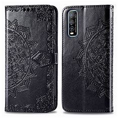 Leather Case Stands Fashionable Pattern Flip Cover Holder for Vivo Y50t Black