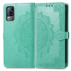 Leather Case Stands Fashionable Pattern Flip Cover Holder for Vivo Y73 (2021) Green