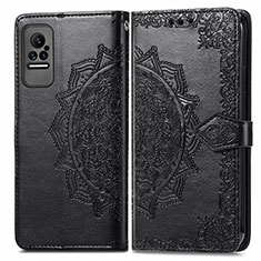 Leather Case Stands Fashionable Pattern Flip Cover Holder for Xiaomi Civi 5G Black