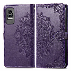 Leather Case Stands Fashionable Pattern Flip Cover Holder for Xiaomi Civi 5G Purple