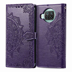 Leather Case Stands Fashionable Pattern Flip Cover Holder for Xiaomi Mi 10i 5G Purple