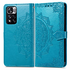 Leather Case Stands Fashionable Pattern Flip Cover Holder for Xiaomi Mi 11i 5G (2022) Blue