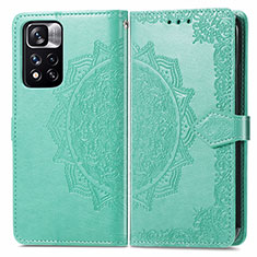 Leather Case Stands Fashionable Pattern Flip Cover Holder for Xiaomi Mi 11i 5G (2022) Green