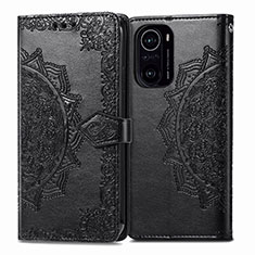 Leather Case Stands Fashionable Pattern Flip Cover Holder for Xiaomi Mi 11X 5G Black