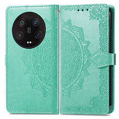 Leather Case Stands Fashionable Pattern Flip Cover Holder for Xiaomi Mi 13 Ultra 5G Green