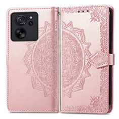 Leather Case Stands Fashionable Pattern Flip Cover Holder for Xiaomi Mi 13T Pro 5G Rose Gold