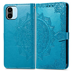 Leather Case Stands Fashionable Pattern Flip Cover Holder for Xiaomi Poco C50 Blue