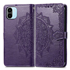 Leather Case Stands Fashionable Pattern Flip Cover Holder for Xiaomi Poco C50 Purple