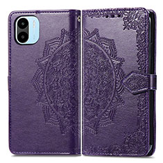 Leather Case Stands Fashionable Pattern Flip Cover Holder for Xiaomi Poco C51 Purple