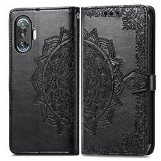 Leather Case Stands Fashionable Pattern Flip Cover Holder for Xiaomi Poco F3 GT 5G Black