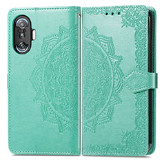 Leather Case Stands Fashionable Pattern Flip Cover Holder for Xiaomi Poco F3 GT 5G Green