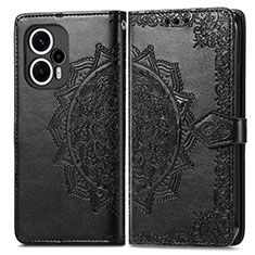 Leather Case Stands Fashionable Pattern Flip Cover Holder for Xiaomi Poco F5 5G Black