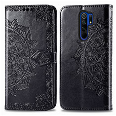 Leather Case Stands Fashionable Pattern Flip Cover Holder for Xiaomi Poco M2 Black