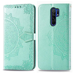 Leather Case Stands Fashionable Pattern Flip Cover Holder for Xiaomi Poco M2 Green