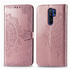 Leather Case Stands Fashionable Pattern Flip Cover Holder for Xiaomi Poco M2 Rose Gold