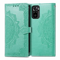 Leather Case Stands Fashionable Pattern Flip Cover Holder for Xiaomi Poco M5S Green