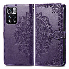 Leather Case Stands Fashionable Pattern Flip Cover Holder for Xiaomi Poco X4 NFC Purple