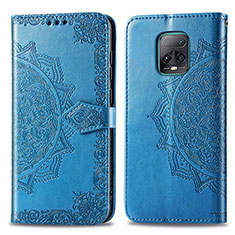 Leather Case Stands Fashionable Pattern Flip Cover Holder for Xiaomi Redmi 10X Pro 5G Blue