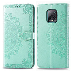 Leather Case Stands Fashionable Pattern Flip Cover Holder for Xiaomi Redmi 10X Pro 5G Green