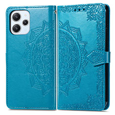 Leather Case Stands Fashionable Pattern Flip Cover Holder for Xiaomi Redmi 12 4G Blue