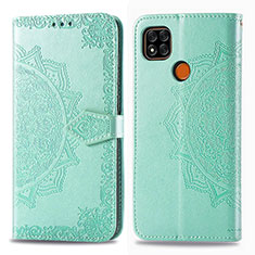 Leather Case Stands Fashionable Pattern Flip Cover Holder for Xiaomi Redmi 9 Activ Green