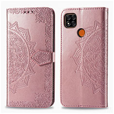 Leather Case Stands Fashionable Pattern Flip Cover Holder for Xiaomi Redmi 9 Activ Rose Gold