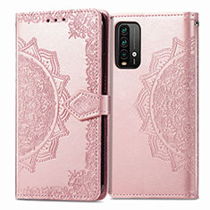 Leather Case Stands Fashionable Pattern Flip Cover Holder for Xiaomi Redmi 9 Power Rose Gold