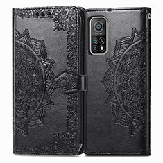 Leather Case Stands Fashionable Pattern Flip Cover Holder for Xiaomi Redmi K30S 5G Black