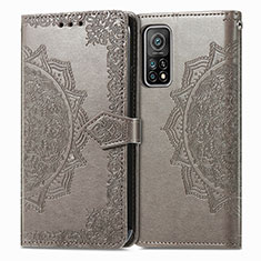 Leather Case Stands Fashionable Pattern Flip Cover Holder for Xiaomi Redmi K30S 5G Gray