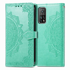 Leather Case Stands Fashionable Pattern Flip Cover Holder for Xiaomi Redmi K30S 5G Green