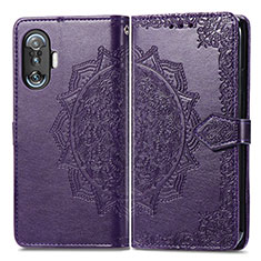 Leather Case Stands Fashionable Pattern Flip Cover Holder for Xiaomi Redmi K40 Gaming 5G Purple