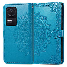 Leather Case Stands Fashionable Pattern Flip Cover Holder for Xiaomi Redmi K40S 5G Blue