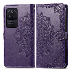 Leather Case Stands Fashionable Pattern Flip Cover Holder for Xiaomi Redmi K40S 5G Purple