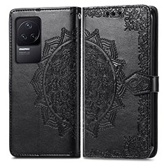 Leather Case Stands Fashionable Pattern Flip Cover Holder for Xiaomi Redmi K50 5G Black