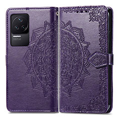 Leather Case Stands Fashionable Pattern Flip Cover Holder for Xiaomi Redmi K50 5G Purple